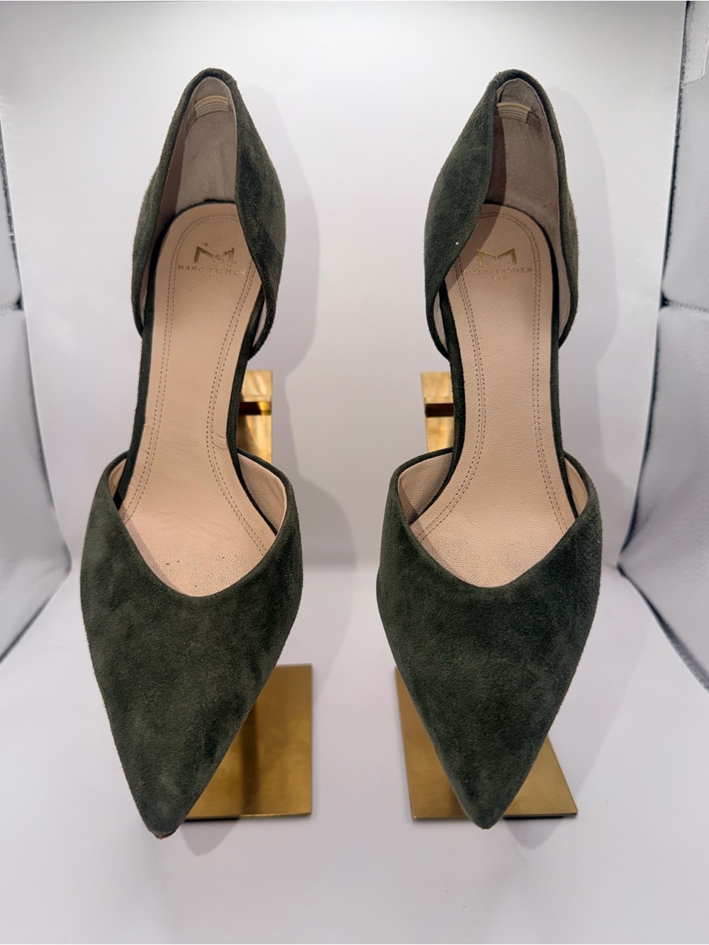 Marc Fisher Olive Suede D'Orsay Pointed-Toe Pumps